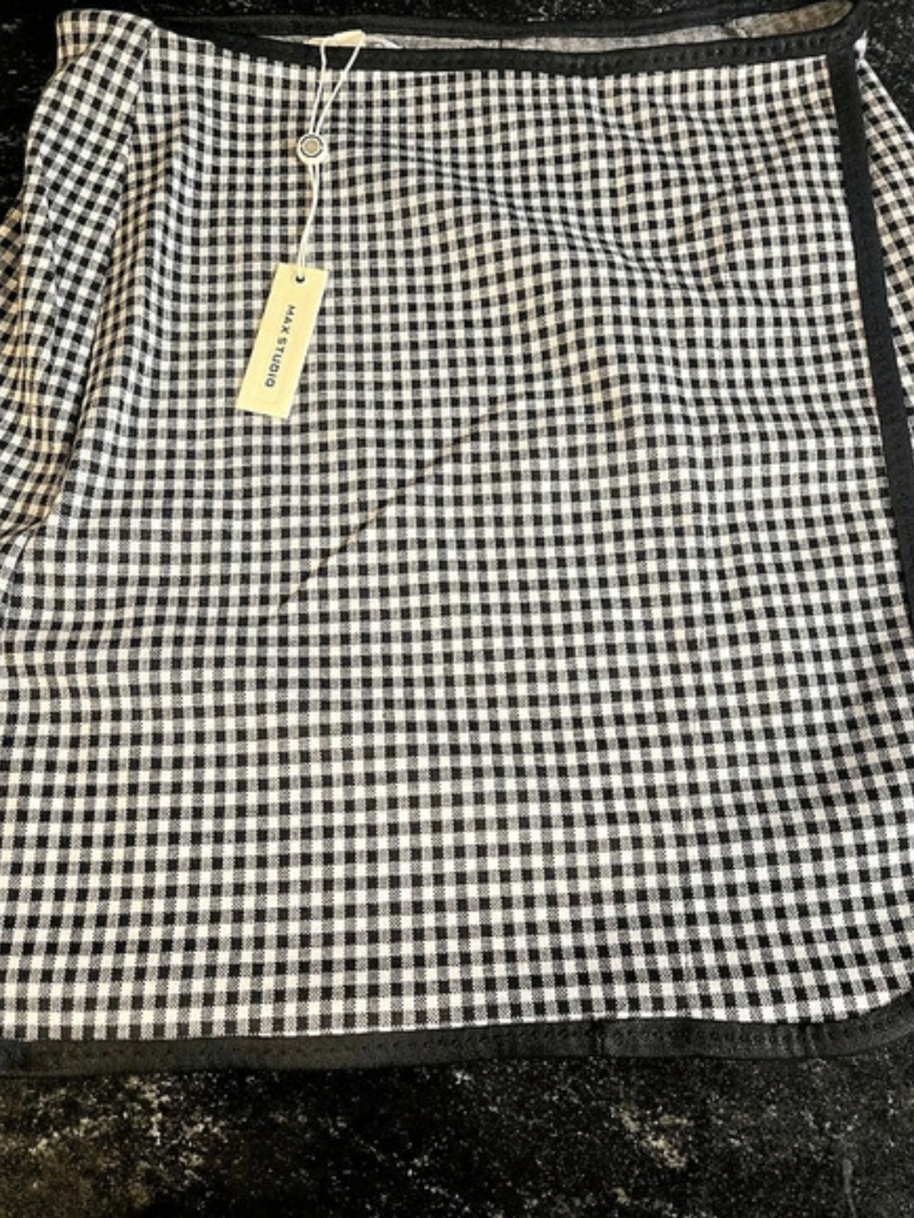 Max Studio Gingham A-Line Skirt in Black & White Size Medium NWT